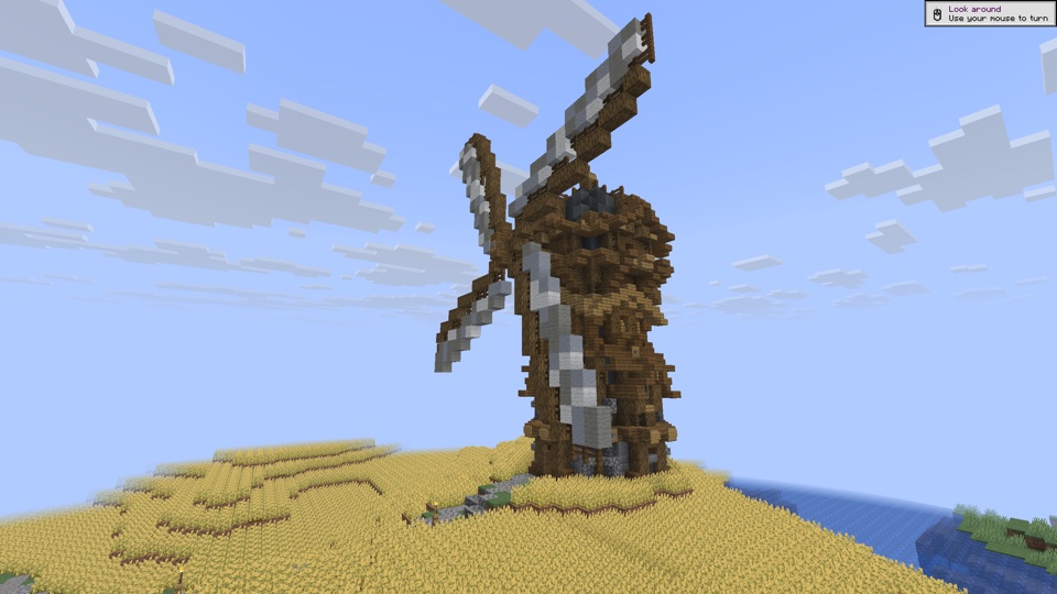 The windmill above the wheat fields at spawn